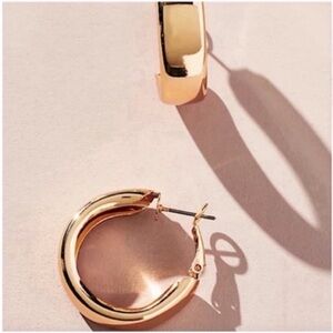 New! Anthropologie Cannes Gold Wide Hoop Earrings (1051) NWOT